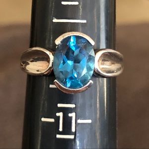 Sterling silver genuine blue topaz ring